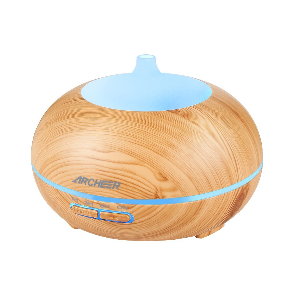 ARCHEER ultrasonic Oil Diffuser, 300ml Cool Mist Humidifier with Color LED Lights &amp; 4 Timer Settings; from @ $11.98