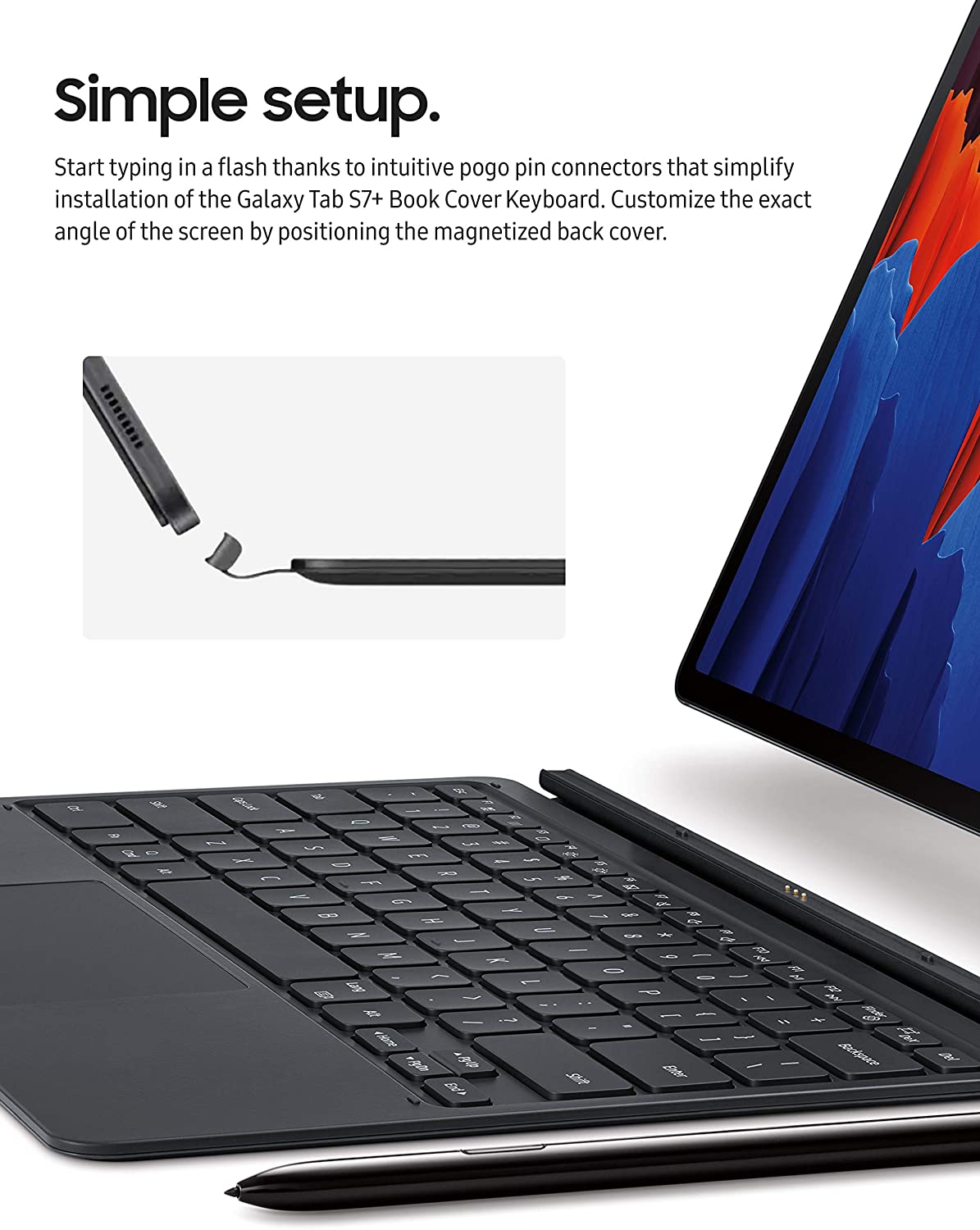 Samsung Galaxy Tab S7+ Bookcover Keyboard Black EF-DT970UBEGUJ $125.14