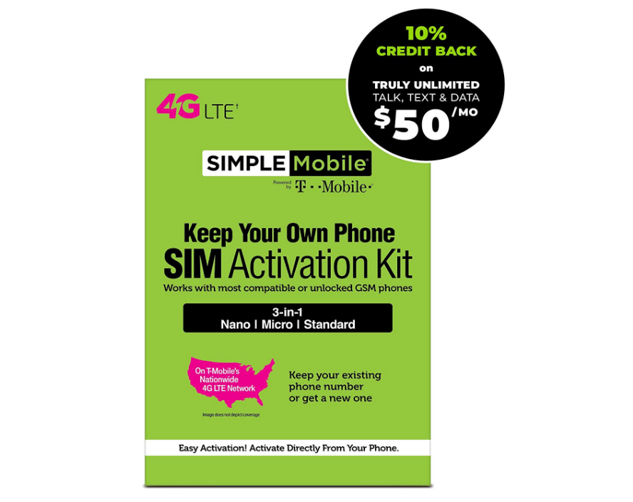 Simple Mobile Truly Unlimited Exclusive Plan on Amazon - $50