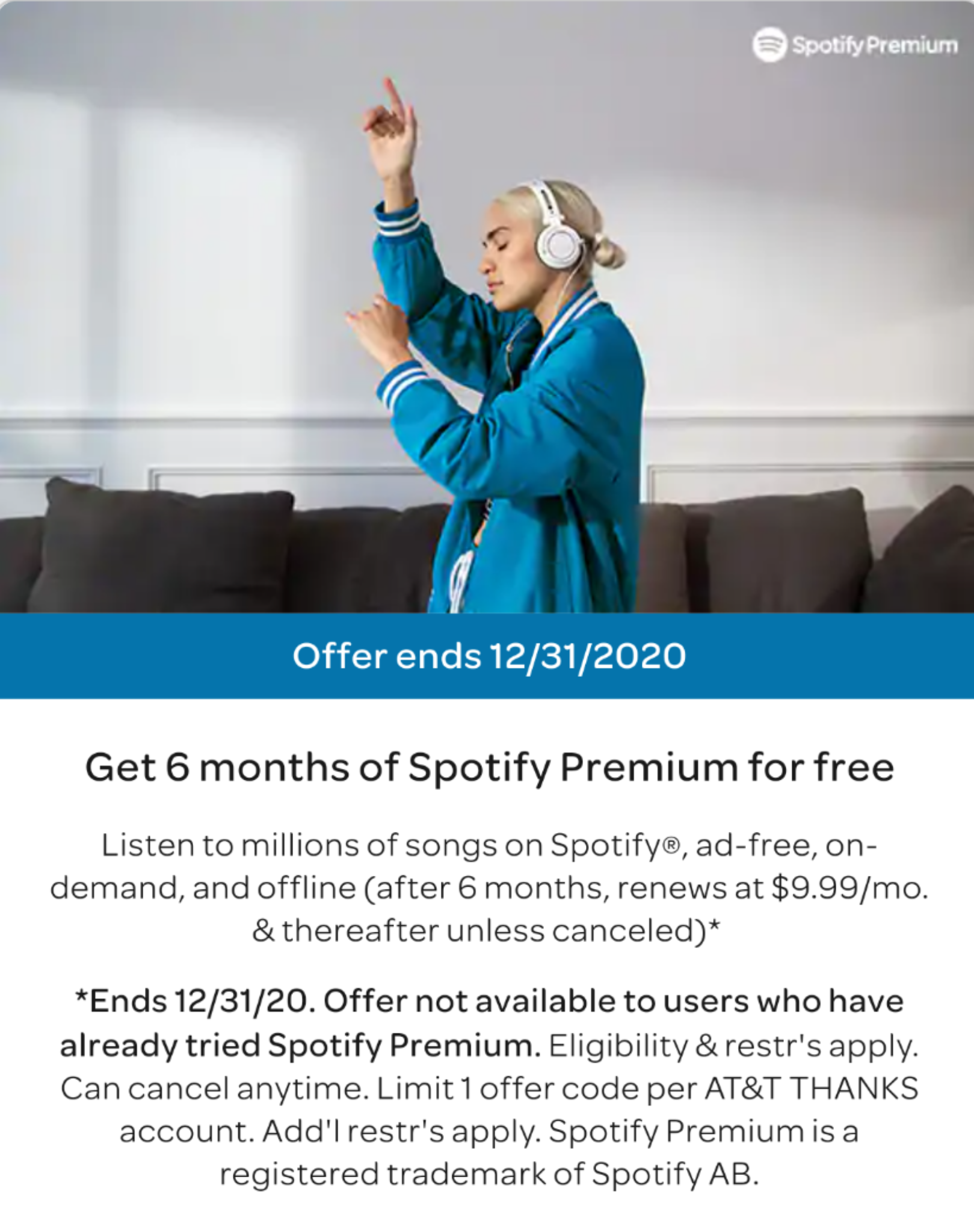 ATT Thanks Customers: Free 6-Mon Spotify Premium and Free 2- Mon Daily Burn ( For new Spotify Premium subscribers only and New Daily Burn subscribers only )