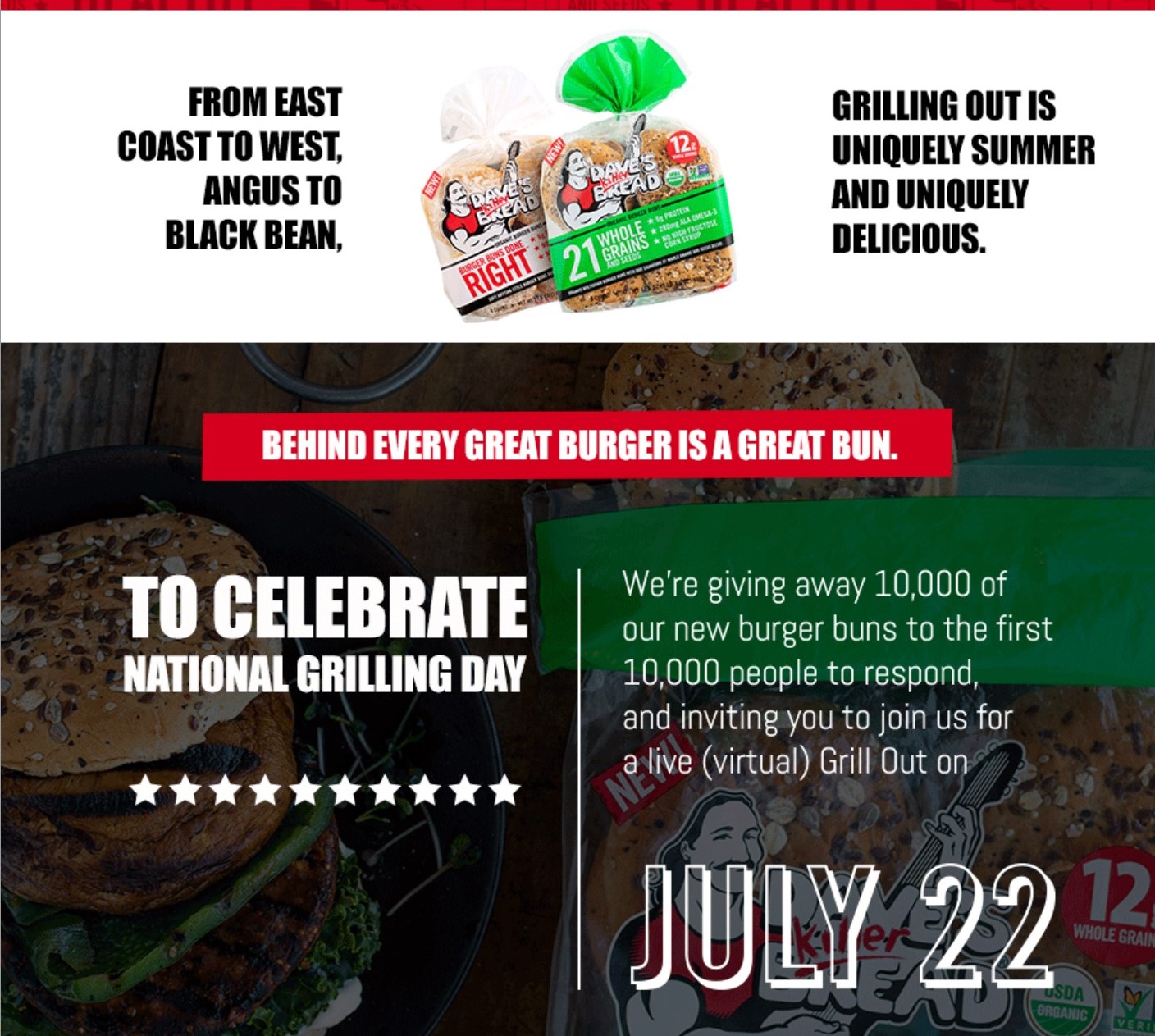 FREE pack of 8 Dave’s Killer Bread Burger Buns