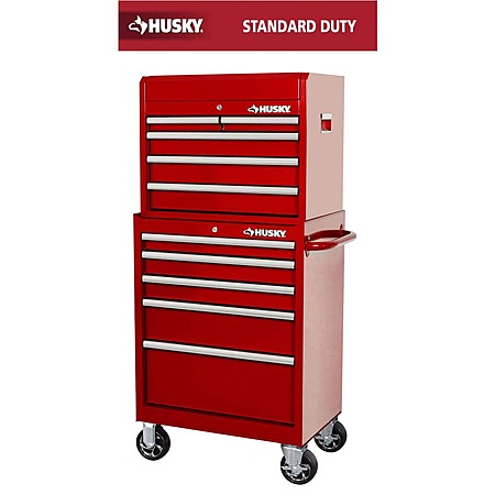 Pickup only - Husky Tool Storage 27 in. W x 18 in. D Standard Duty Red Rolling Tool Chest Combo