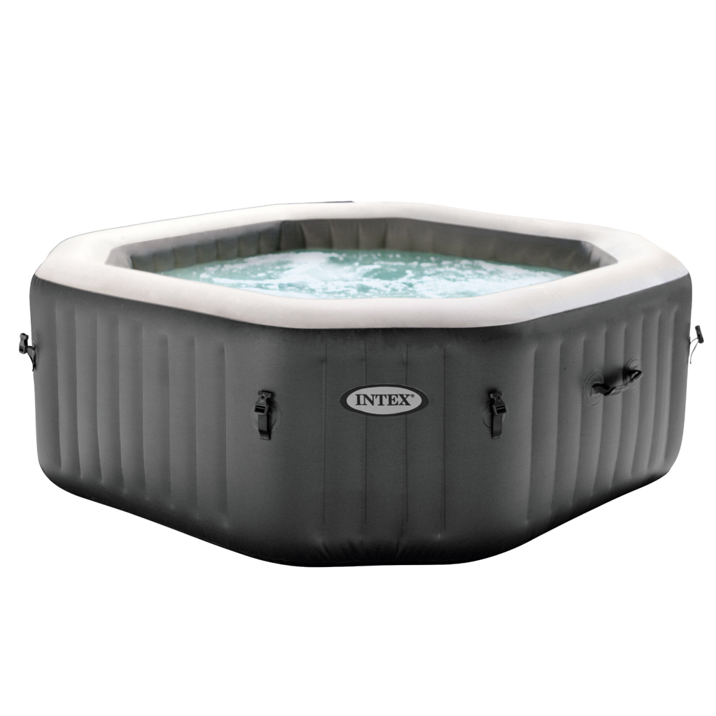 Intex 120 Bubble Jets 4-Person Octagonal Portable Inflatable Hot Tub Spa, Gray $375 - $375