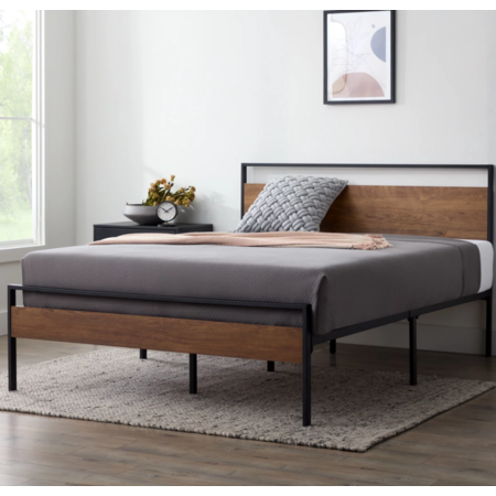 Rest Haven Ashland Metal & Wood Platform Bed Frame: King $107, Queen ...
