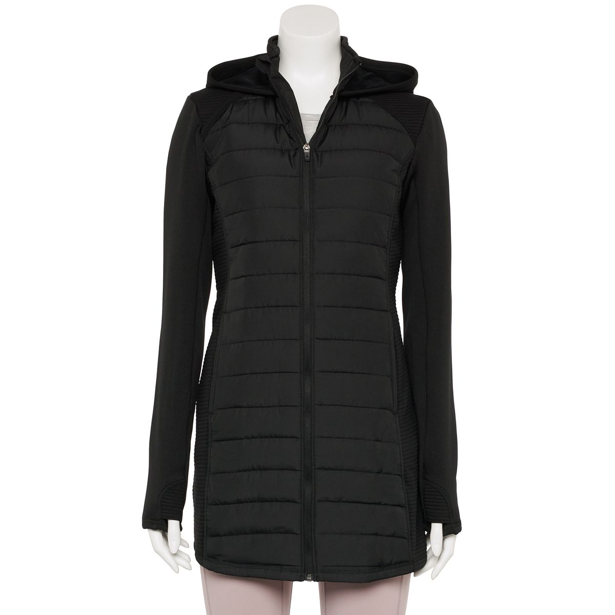 Tek Gear Women s Hooded Long Mixed Media Jacket various colors 25.50 Free Shipping