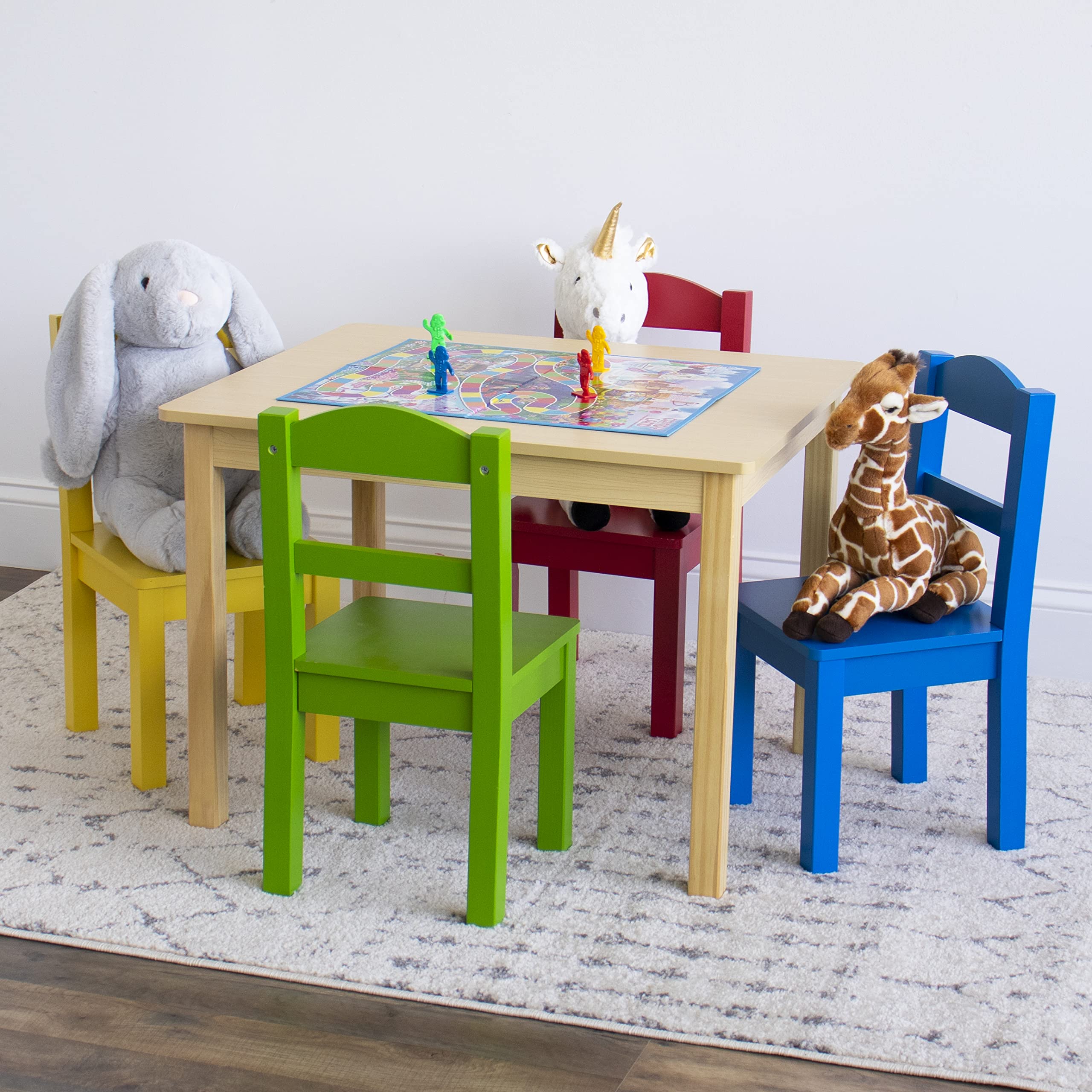 5 Pc Humble Crew Collection Kids Wood Table 4 Chair Set Natural Primary 71.18 Free Shipping
