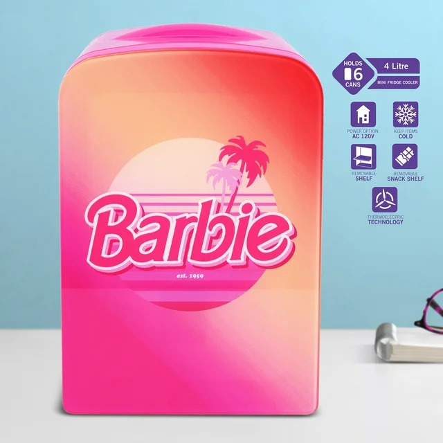 6 Can Barbie Hot Pink Malibu 4L Cooler Mini Fridge w Glass Door 29.88 Free S H w Walmart or 35