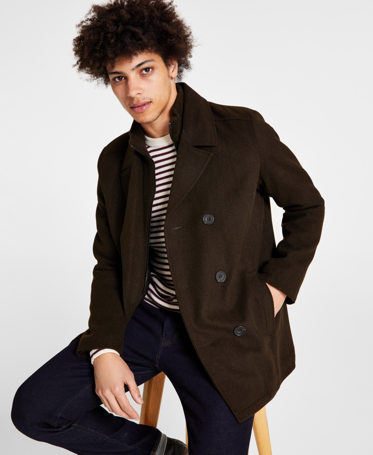 Coats Kenneth Cole Men s Double Breasted Wool Blend Peacoat Black 62.50 Maralyn Me Juniors Hooded Faux Fur Trim Puffer Coat 22 Free Store Pickup at Macy s or F S on 25