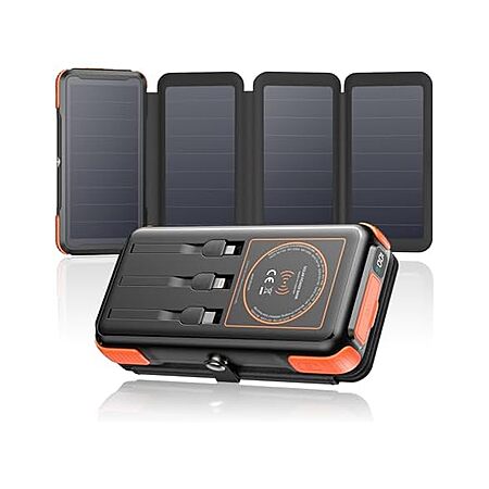 Soaraise 25000mAh Wireless 6-IN-1 Solar Power Bank w/ Built in Cables $24.99 + Free Shipping w/ Prime
