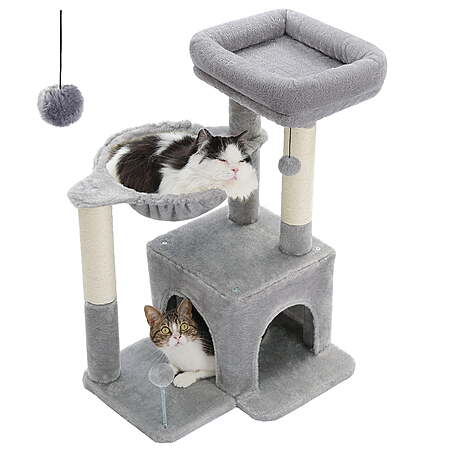 29.5" PAWZ Road Cat Tree w/ Tower Hammock Top Perch (Gray) $24.80 