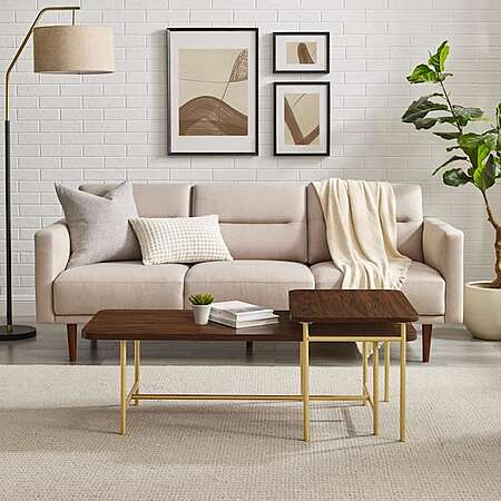 47.25" 2-Piece Walker Edison Modern Metal and Wood Nesting Coffee Table ...