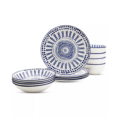 12-Piece Haven Dinnerware Sets: Speckled Assorted Or Blue Mykonos $22.99 & More + Free Pickup at Macys or Free Shipping on $39+