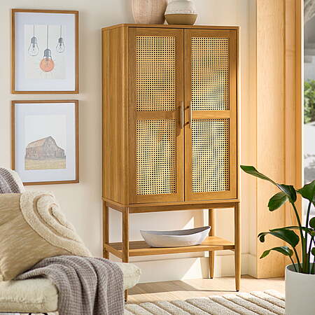Better Homes & Gardens Springwood Caning Storage Accent Cabinet w/ 2 Adjustable Shelves (Light Honey) $176.00 + Free Shipping