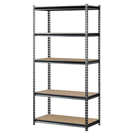 5-Shelf Muscle Rack Steel Storage Shelf Unit (Silver/Black, 36