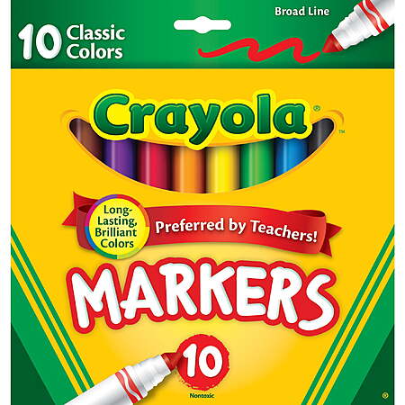10-Count Crayola Broad Line Markers $1 + Free Pickup