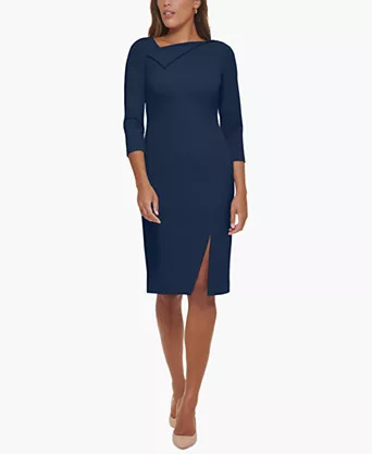 Calvin Klein Apparel, Shoes & Accessories Sale: Women's Foldover-Neck Front-Slit Sheath Dress $29.99 + Free Pickup at Macys or Free Shipping on $39+