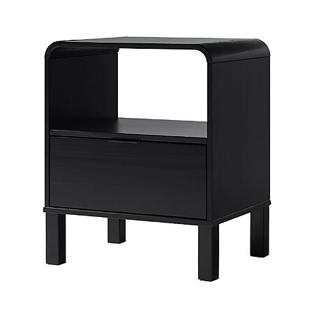 Walker Edison 24" Modern Curved-Top Solid Wood Nightstand w/ 1-Drawer & Open Cubby (Black) $59.99 + Free Shipping