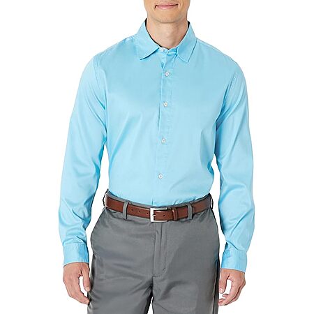 Amazon Essentials Men's Regular Fit Long Sleeve Stretch Dress Shirt (Sky Blue, Size: Large) $5.52 + Free Shipping w/ Prime or on $35+