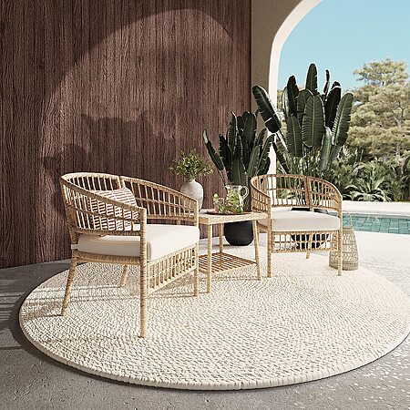 3-Piece Style Selections Clifton Wicker Patio Bistro Conversation Set (Cream) $199 + Free Shipping