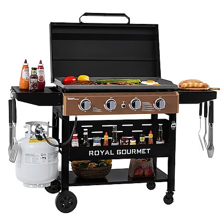 Royal Gourmet GB4000PY 4-Burner 52,000 BTU Gas Flat Top Griddle w/ Hood & Folding Side Shelves $269.99 + Free Shipping