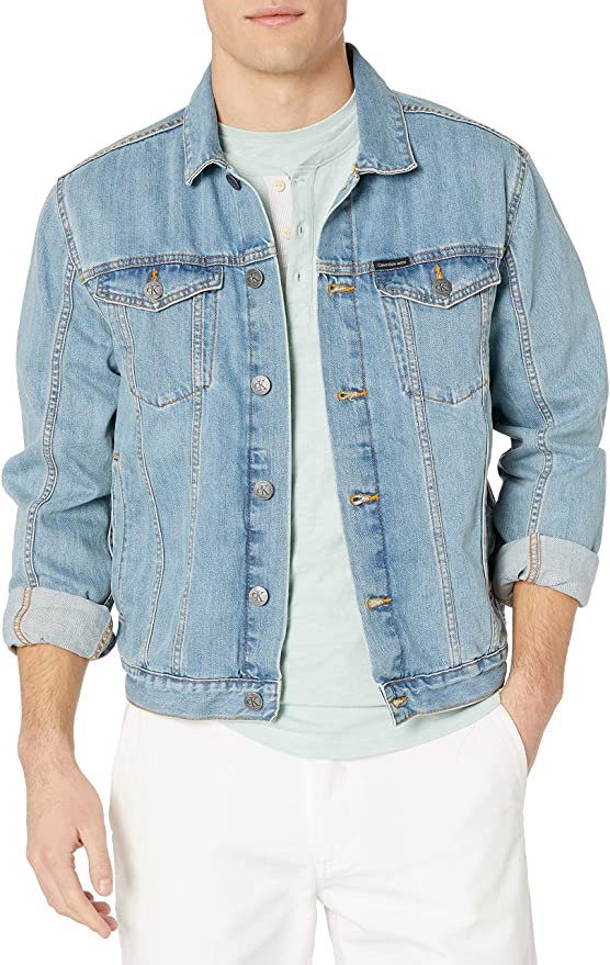 Calvin Klein Men's Denim-Trucker Jacket, Light Wash $30