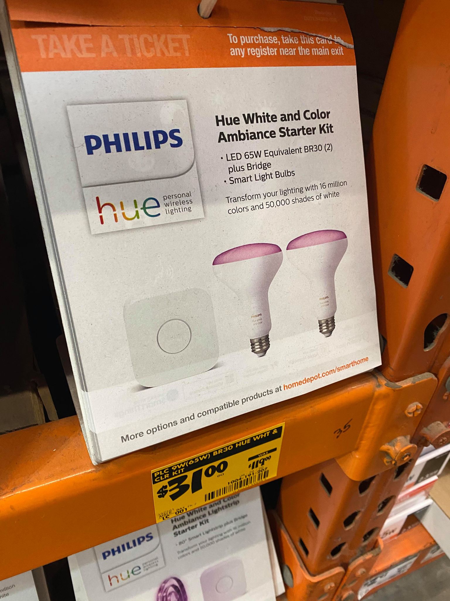 Philips Hue White and Color Ambiance BR30 65W Starter Kit B&M YMMV @ Home Depot $31