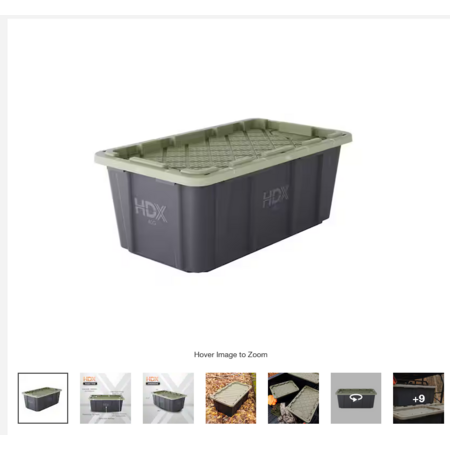 $10 Clearance: 40 gal. Tough Storage Tote in Black with Army Green Lid at Home Depot (2 replies)