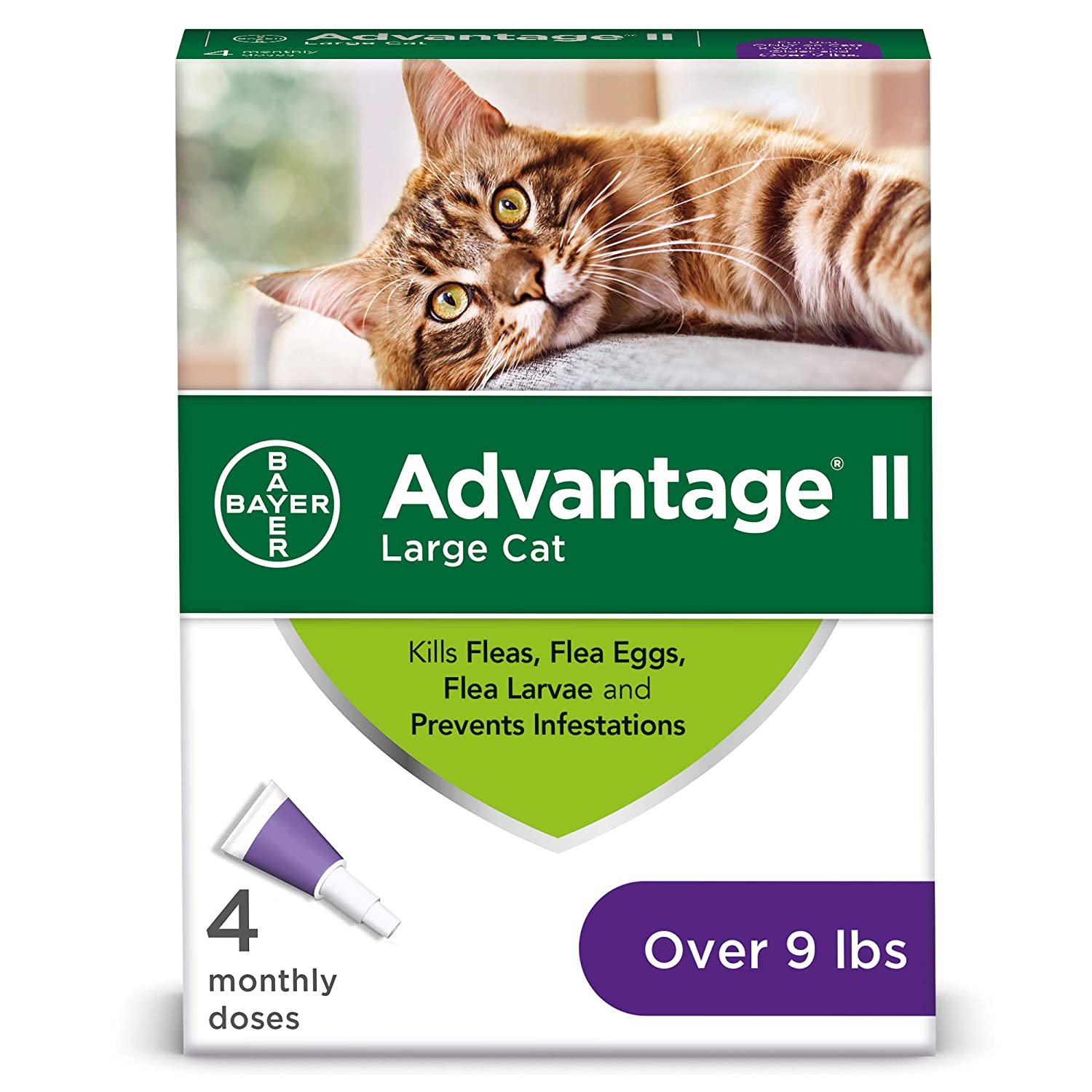 Bayer Advantage II Flea Prevention for Large Cats, Over 9 lbs [4 doses] $27.74