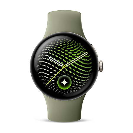Google Pixel Watch 5 (45mm) LTE Satin Pyrite Aluminum Case / Olive Active Band