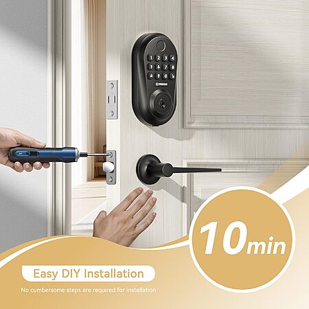 IRONZON Keyless Entry Door Lock Deadbolt with Handles Set Fingerprint ...