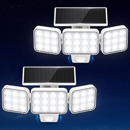WdtPro Solar Lights Outdoor Motion Sensor, 3500LM Bright Solar Flood Lights Outdoor, Adjustable & Upgrade Glass Panel, Waterproof 2Pack, White $16.89 (3 replies)