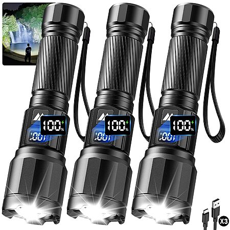3 Pack Rechargeable Flashlights High Lumens, Super Bright LED Tactical Flashlight $19.99 (5 replies)