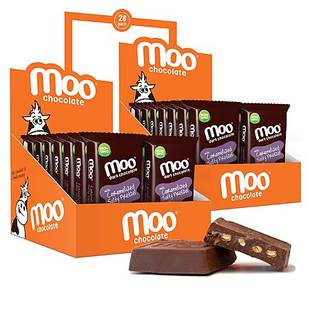 Moo Chocolates All Natural Dark Chocolate Mini Bars with Caramelized