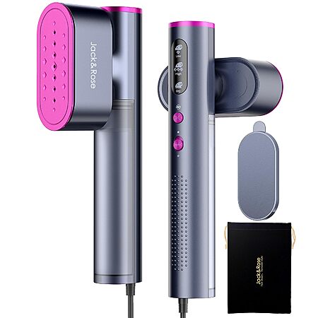 Jack ＆ Rose Travel Steamer for Clothes,100-220V Portable Iron,15s Heat Up,Steamer ＆ Iron 2 In 1, Travel Size,Large Ceramic Heat Panel,for Global and Europe $45.98