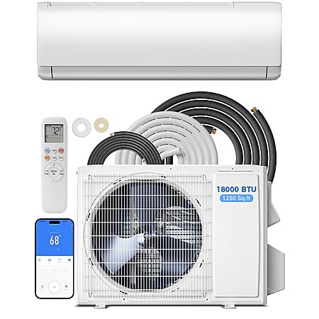 Feelfunn 18000 BTU Mini Split AC / Heating System (1250 Sq. Ft.) $550 + Free S&H