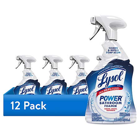 (12 pack) Lysol Power Foaming Cleaning Spray for Bathrooms, Foam Cleaner Bathrooms, Showers, Tubs, 32 fl oz $27.04