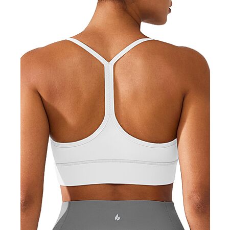 BRXL Y Back Sports Bras for Women Padded Racerback Low Impact Soft Thin Strap Workout Yoga Gym Casual White XL $9.99