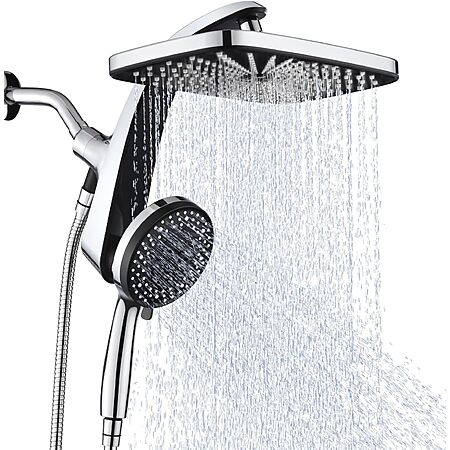 High Pressure Rain Shower Head: Upgrade Shower Heads with Handheld Spray Combo with Fixed Showerhead and 10 Sprays Handheld Shower Head $47.46
