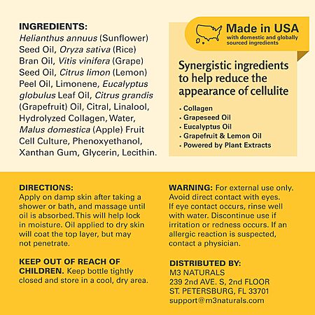 M3 Naturals Firming Body Massage Oil with Collagen & Stem Cell Body Oil for Legs & Full Body – 8 Fl Oz by M3 $18.73