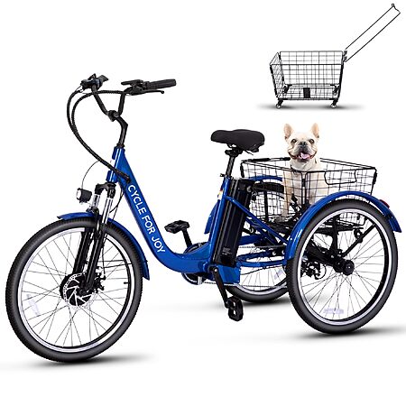 LUXECYCLES 24" Electric Trike, Electric Tricycle for Adults, 350W(Peak 500W) 7 Speeds 3 Wheel Electric Bikes with 48V 13Ah Removable Battery & Removable Large Basket $549.30