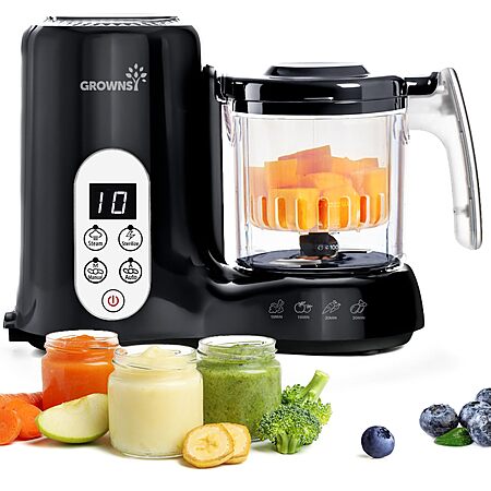Grownsy Baby Food Maker with Steam Basket, One Step Baby Food Processor Steamer Puree Blender Grinder Mills Machine (highly YMMV) $44.99