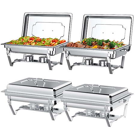 Chafing Dish Buffet Set 4 Pack: TINANA 8QT Stainless Steel Chafing Dishes for Buffet, Chafers and Buffet Warmers Sets for Parties, Events, Wedding, Camping, Dinner $85.99