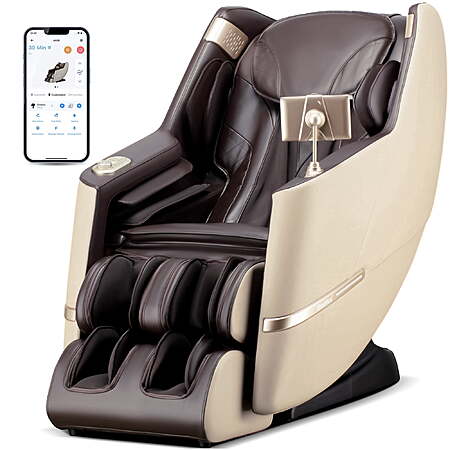 4D Massage Chair Full Body Zero Gravity, Massage Chairs and Recliners with Heated, SL Track, Bluetooth, APP Controller(Beige) $1145.99