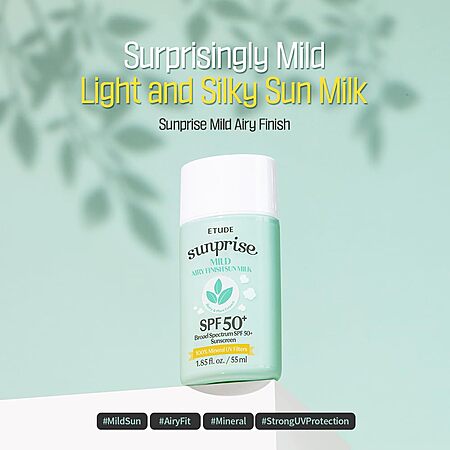 ETUDE Sunprise Sunscreen Mild Sun Milk SPF 50+ / PA++++ (55ml) $5.69