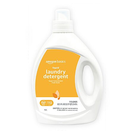 Amazon Basics Laundry Detergent Liquid, Concentrated, Fresh Scent, 110 Loads, 82.5 Fl Oz (New Packaging) $4.44