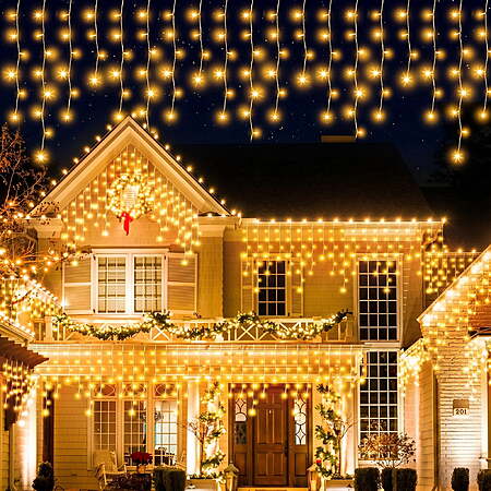 Outdoor String Lights, 32.8 ft 400 LED Icicle String Lights for Wedding Birthday Party Home Patio Decor & Mothers Day Gifts $24.12