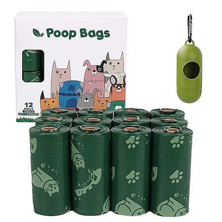 Dog Poop Bags with Dispenser, Extra Thick Strong Leakproof, Unscented & Durable Pet Waste Bags (180 Count, Green) $12.29