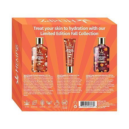 [S&S] Hempz Fall Faves Trio Lotion & Lip Balm Set, Limited Holiday Run, Moisturizing and Nourishing Gift Pack, Travel Size $8.4