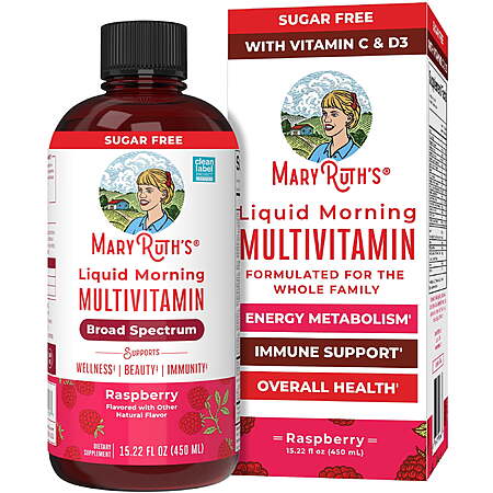 MaryRuth Liquid Morning Multivitamin, Raspberry, 15.22 fl oz, Vegan, Adults and Kids General Health and Wellness $15.8
