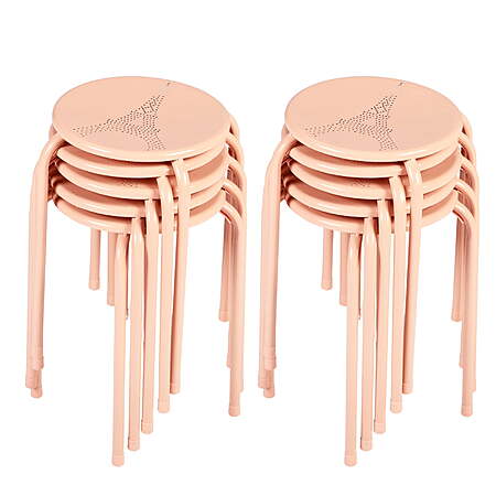 Homy Casa Folding Stackable Chair Set of 6, Metal Stools for Classroom, Kitchen Craft Room, Pink $57.97